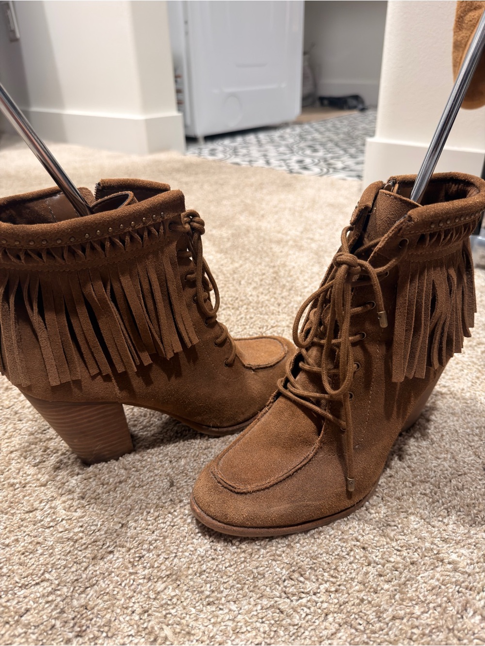 Gianni Bini Fringe Suede Ankle Boots